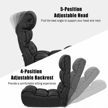 Load image into Gallery viewer, 4-Position Adjustable Floor Chair Folding Lazy Sofa-Black
