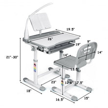 Load image into Gallery viewer, Adjustable Kids Desk Chair Set with Lamp and Bookstand-Gray
