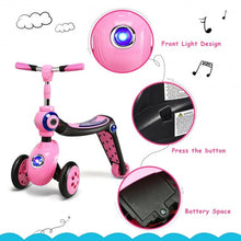 Load image into Gallery viewer, 2-in-1 Kick Scooter Balance Trike With 3 Wheel -Pink
