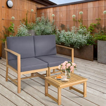 Load image into Gallery viewer, 3 PCS Solid Wood  Patio Table Chairs Set
