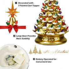 Load image into Gallery viewer, 15&quot; Pre-Lit Hand-Painted Ceramic Christmas Tree-Golden

