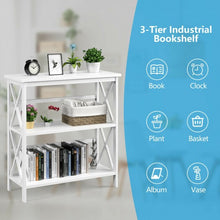 Load image into Gallery viewer, 3-Tier Bookshelf Wooden Open Storage Bookcase for Home Office-White
