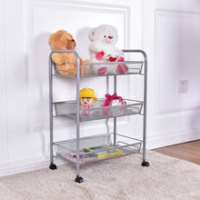 Load image into Gallery viewer, Black/Gray 3 Tier Storage Rack Trolley Cart-Gray
