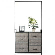 Load image into Gallery viewer, 5 Drawers Fabric Dresser with Hanger Metal Top Storage Closet Organizer
