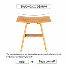 Load image into Gallery viewer, 18&quot; Bamboo Shower Stool Bench with Shelf
