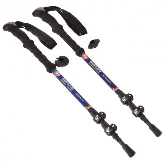Pair 2 Trekking Walking Hiking Sticks-Blue