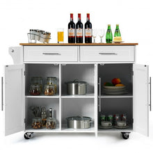 Load image into Gallery viewer, Kitchen Island Trolley Cart Wood Top Rolling Storage Cabinet-White
