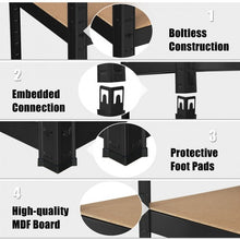 Load image into Gallery viewer, 72&quot; Storage Shelf Steel Metal 5 Levels Adjustable Shelves-Black
