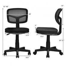 Load image into Gallery viewer, Armless Computer Chair w/Height Adjustment &amp; Breathable Mesh- Home Office-Black
