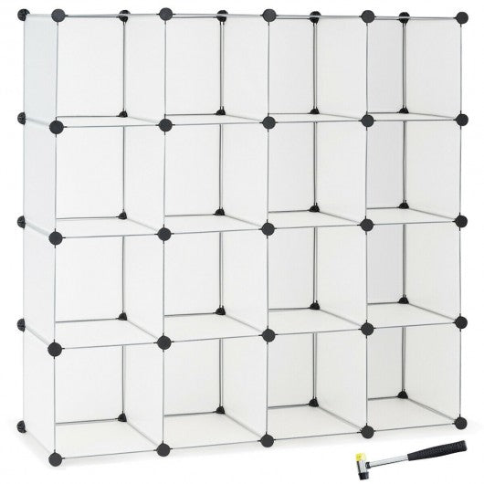 16 Plastic Cube Storage Organizer-White
