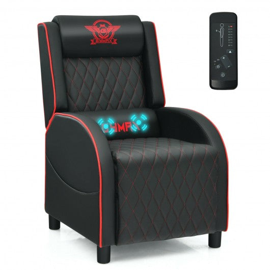 Massage Gaming Recliner Chair w/Headrest & Adjustable Backrest - Home Theater-RE