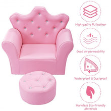 Load image into Gallery viewer, Pink Kids Sofa Armrest Couch with Ottoman
