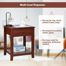 Load image into Gallery viewer, Night Stand End Side Table with Drawer and Storage Shelf
