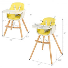 Load image into Gallery viewer, 3 in 1 Convertible Wooden High Chair with Cushion-Yellow
