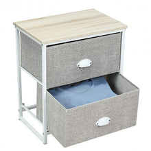 Load image into Gallery viewer, Metal Frame Nightstand Side Table Storage with 2 Drawers-Gray
