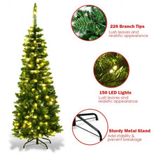Load image into Gallery viewer, 4.5 ft Pre-Lit Hinged Artificial Fir Pencil Christmas Tree-Warm White
