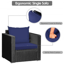 Load image into Gallery viewer, 3 Pcs Patio wicker Furniture Set with Cushion-Navy
