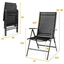 Load image into Gallery viewer, Set of 2 Adjustable Portable Patio Folding Dining Chair Recliner -Black
