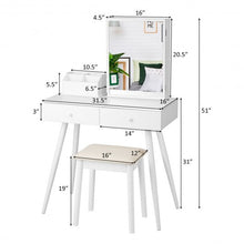 Load image into Gallery viewer, Vanity Dressing Table Set Lockable Jewelry Cabinet with Mirror-White

