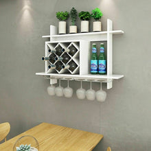 Load image into Gallery viewer, Wall Mount Wine Rack w/ Glass Holder &amp; Storage Shelf
