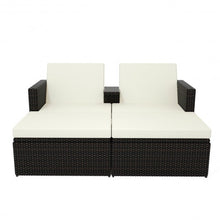 Load image into Gallery viewer, 3 pcs Outdoor Rattan Wicker Chaise Lounge Love Seat
