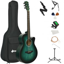 Load image into Gallery viewer, 40&quot; Full Size Cutaway Acoustic Guitar Starter Guitarra Bundle Kit -Green
