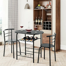 Load image into Gallery viewer, 3 pcs Home Kitchen Bistro Pub Dining Table 2 Chairs Set-Black
