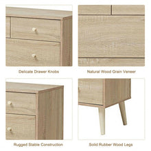 Load image into Gallery viewer, 4-Drawer Dresser Cabinet Storage Organizer Rubber Leg with Rail-Oak
