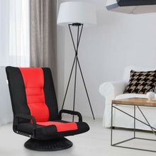 Load image into Gallery viewer, 6-Position Adjustable Swivel Folding Gaming Floor Chair-Red
