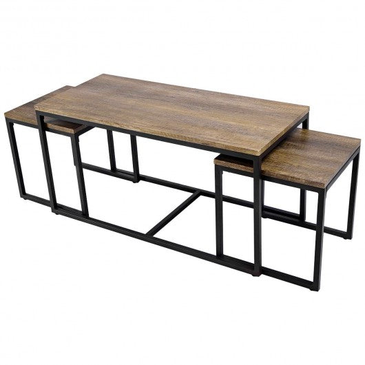 3 Pieces Wood Coffee End Table Set