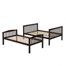 Load image into Gallery viewer, Twin over Full Bunk Bed Rubber Wood Convertible with Ladder Guardrail-Espresso
