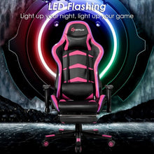 Load image into Gallery viewer, Massage LED Gaming Chair with Lumbar Support &amp; Footrest-Pink
