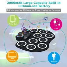 Load image into Gallery viewer, 9 Pads MIDI Electronic Roll Up Drum Set
