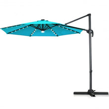 Load image into Gallery viewer, 10 Ft Patio Offset Cantilever Umbrella with Solar Lights-Turquoise
