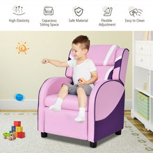 Load image into Gallery viewer, Kids Leather Recliner Chair with Side Pockets-Pink

