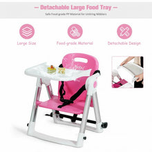 Load image into Gallery viewer, Baby Booster Folding Travel High Chair with Safety Belt &amp; Tray-Pink
