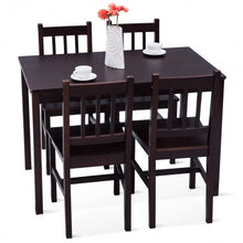 Load image into Gallery viewer, 5 pcs Wood Dining 4 Chairs &amp; Table Set-Black
