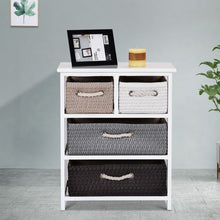 Load image into Gallery viewer, Storage Drawer Nightstand Woven Basket Cabinet Bedside Table
