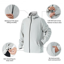 Load image into Gallery viewer, Men&#39;s Waterproof Rain Windproof Hooded Raincoat Jacket-Gray-L
