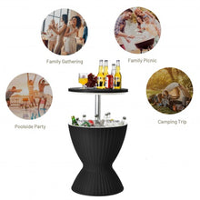 Load image into Gallery viewer, 3 in 1 8 Gallon Patio Rattan Cooler Bar Table with Adjust Ice Bucket-Black
