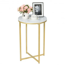 Load image into Gallery viewer, X-Shaped Marble Top Small Round Side Table End Table
