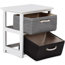 Load image into Gallery viewer, Wooden Storage End Nightstand  with Weaving Baskets-2-Tier
