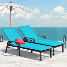 Load image into Gallery viewer, 2 pcs Patio Rattan Adjustable Back Lounge Chair-Turquoise
