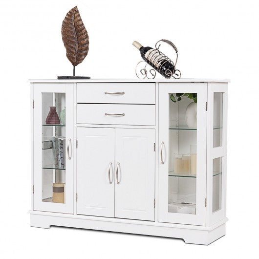 Buffet Storage Cabinet Console Cupboard with Glass Door