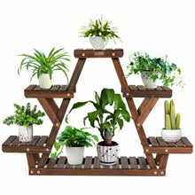 Load image into Gallery viewer, Wood Plant Stand Triangular Shelf 6 Pots Flower Shelf
