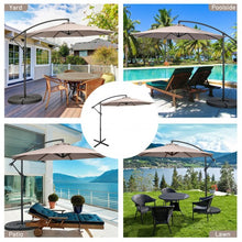 Load image into Gallery viewer, 10FT Offset Umbrella with 8 Ribs Cantilever and Cross Base Tilt Adjustment-Brown
