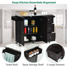 Load image into Gallery viewer, Kitchen Island 2-Door Storage Cabinet with Drawers and Stainless Steel Top-Deep Brown
