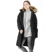 Load image into Gallery viewer, Women&#39;s Hooded Long Down Coat with Faux-fur Trim-Black-XL
