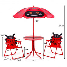 Load image into Gallery viewer, Kids Patio Folding Table and Chairs Set Beetle with Umbrella
