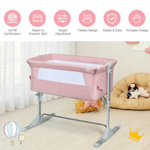Load image into Gallery viewer, Travel Portable Baby Bed Side Sleeper  Bassinet Crib with Carrying Bag-Pink
